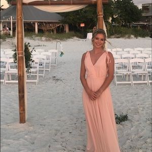 Lulu’s “Dance the night away blush pink backless maxi dress” size XS